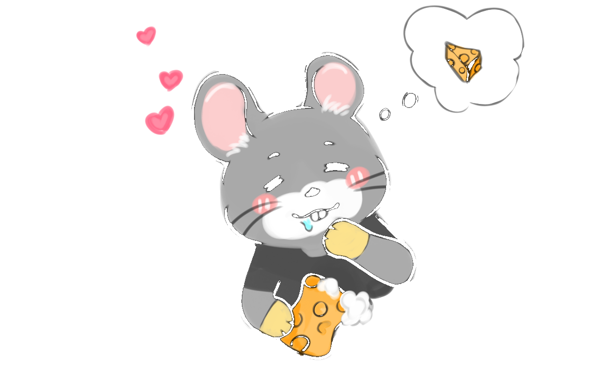 Buster the friendly detailing mouse mascot daydreaming about cheese